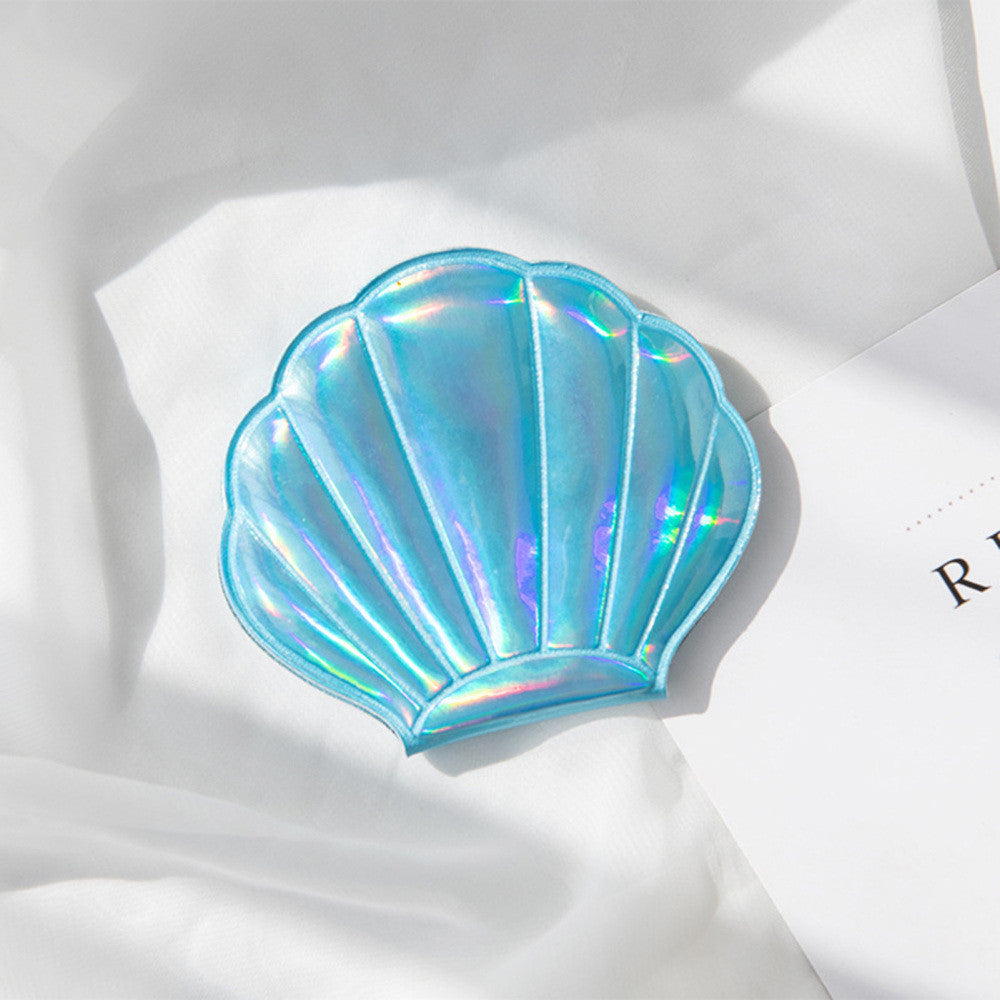 Seashell Shape Double-Sided Travel Cosmetic Mirror - Portable & Stylish