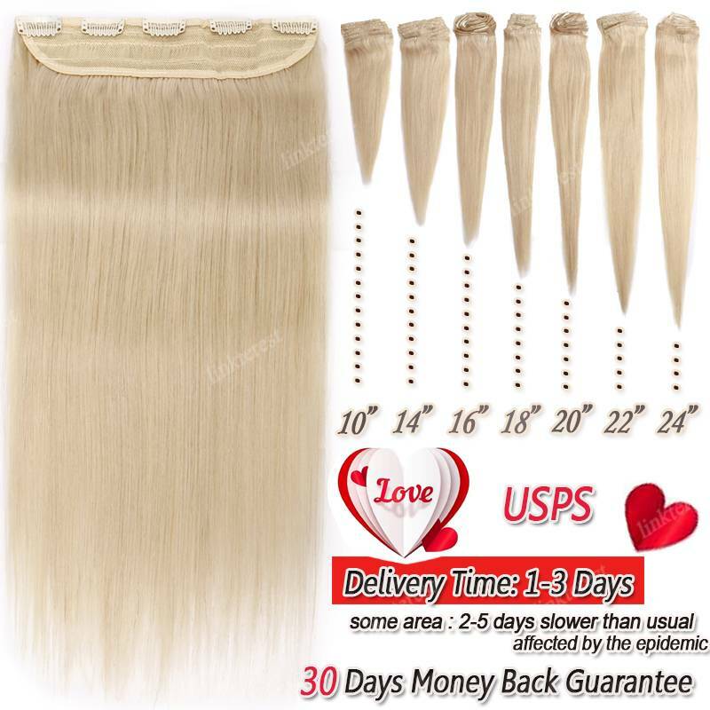 Remy Human Hair Clip-In Extensions Full Head Weft 8-24 Inch Thick 100g