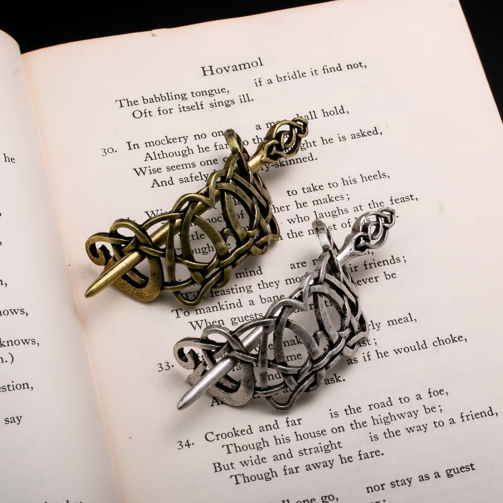 Petite Celtic Knot Hair Pin - Silver Viking Hair Accessory for Women