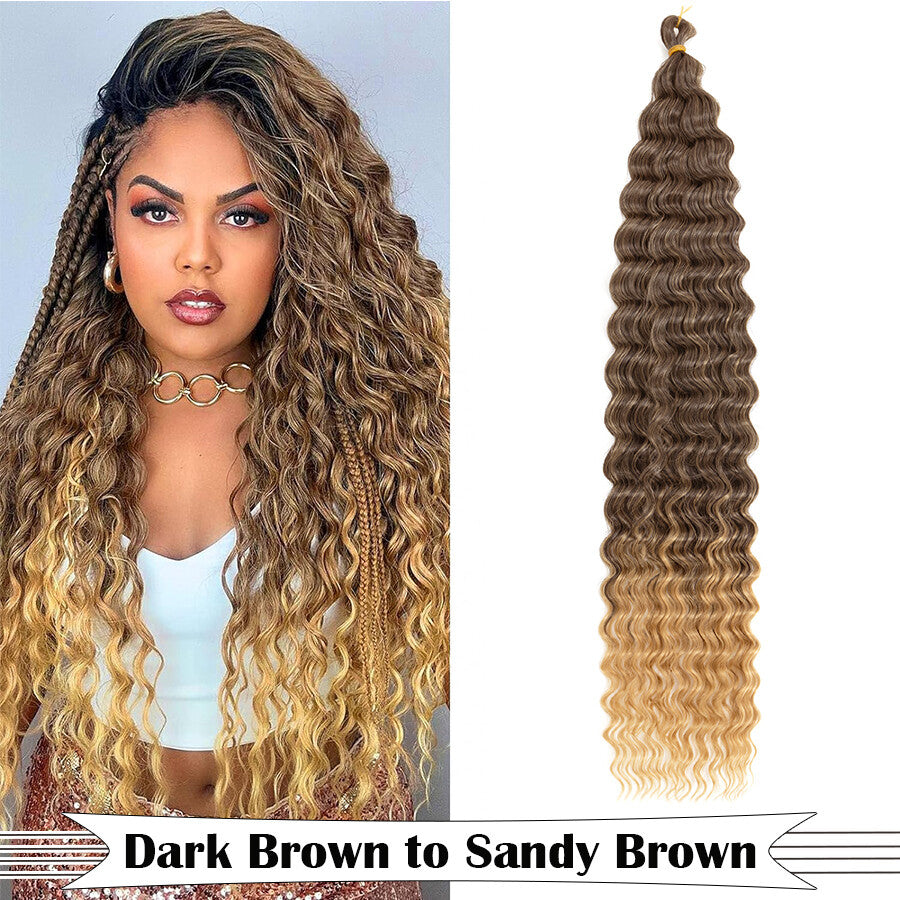 Long Boho Crochet Water Wave Braid Hair Extensions - Curly Synthetic Hair
