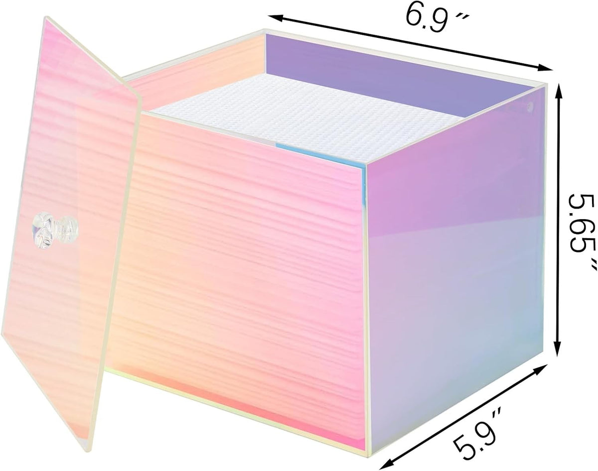 Disposable Face Towel Box, Acrylic towel holder clear rainbow lid