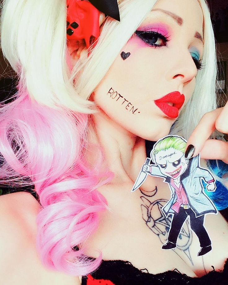 Harley Quinn Cosplay Wig 20 Inch Pink Blue Gradient Synthetic Hair Costume