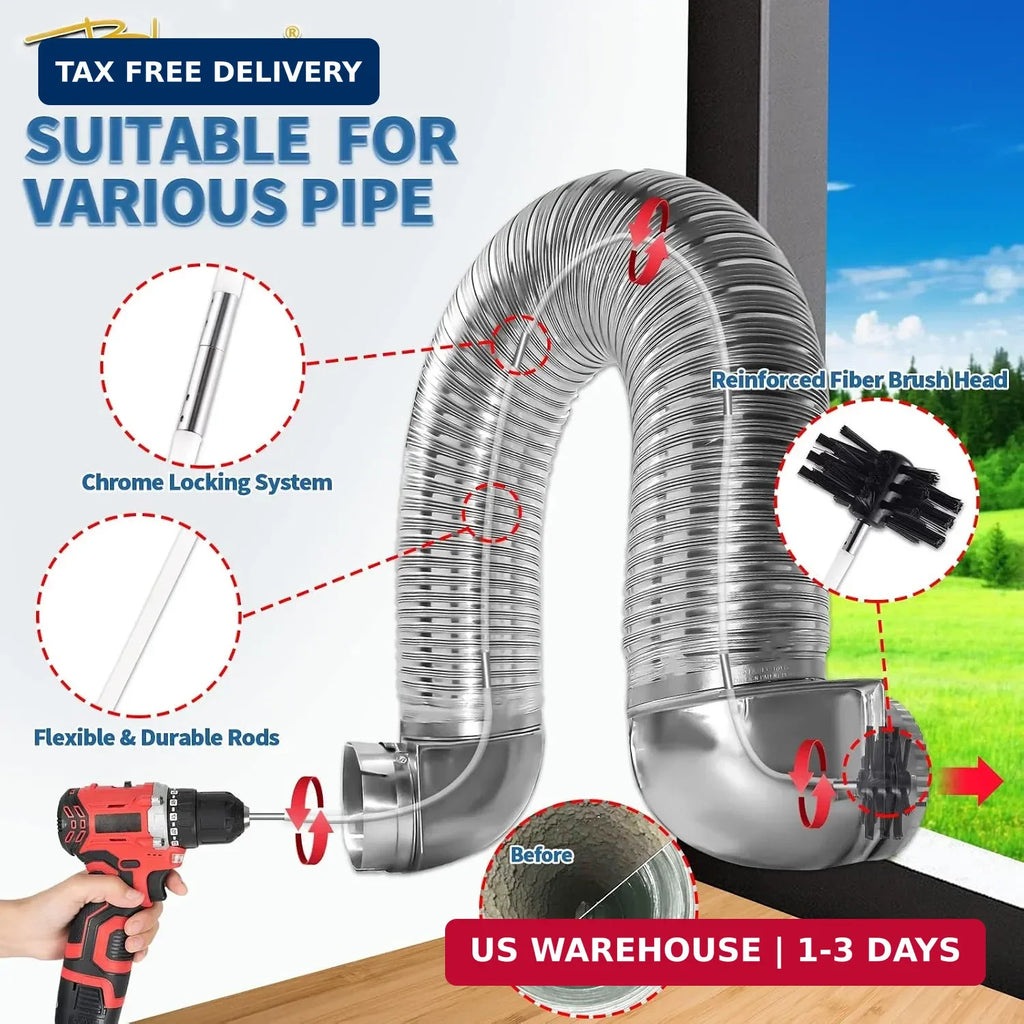 7-Piece Dryer Vent Cleaning Kit with Flexible Brush & Accessories